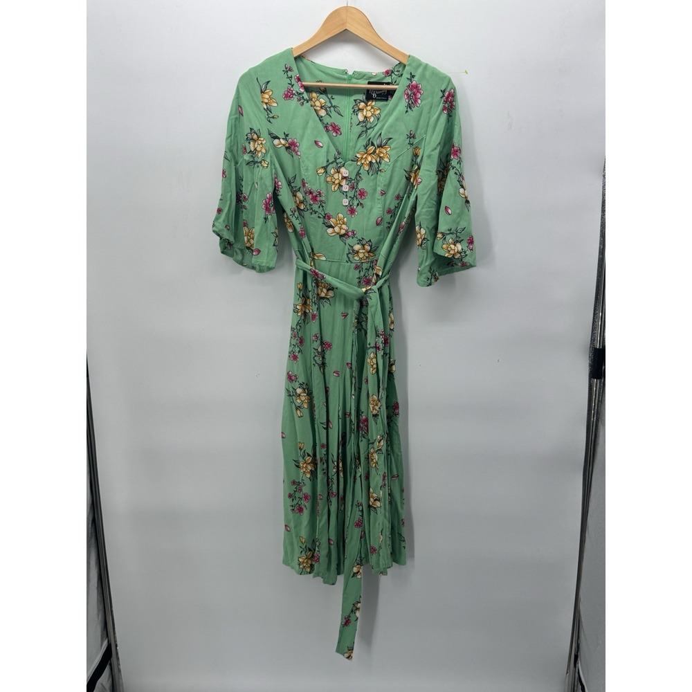 Hell Bunny Sofia‎ Jumpsuit Green Size Medium Ladies Floral Fairy Vintage Retro